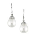 18k Gold South Sea Pearl 1/2ct TDW Diamond Earrings (11-12mm)