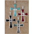 Sterling Silver Fluted Stone Cross Pendant (Mexico)
