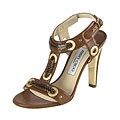 Jimmy Choo Leather Snakeskin Sandals with Heel