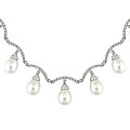 18k Gold FW Rice Pearl 3/5ct TDW Diamond Necklace (8-9 mm)