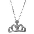 Sterling Silver Diamond Princess Crown Necklace