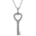 Sterling Silver 1/10ct TDW Diamond Key to My Heart Necklace