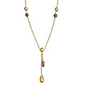 14k Gold Bezel-set Smokey Topaz Citrine Y Necklace