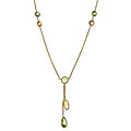 14k Gold Bezel-set Peridot and Citrine Y Necklace