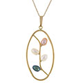 14k Gold Multicolored Zen Pearl Pendant Necklace