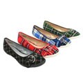 Bamboo by Journee Plaid Canvas Buckled Flats