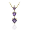 Gold Plated Diamond Amethyst Heart Pendant