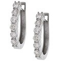 14k White Gold 1 1/2ct TDW Diamond Hoop Earrings ( J, I1 )