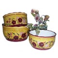 Floral Garden Hand-painted 3-piece Serving Bowl