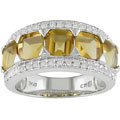 14k White Gold Citrine 1/4ct TDW Diamond Ring