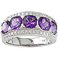 14k White Gold Amethyst 1/4ct TDW Diamond Ring