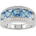 14k White Gold Blue Topaz & 1/4ct TDW Diamond Ring