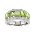14k Gold Cabochon Peridot & 1/4ct TDW Diamond Ring