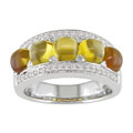 14k Gold Cabochon Citrine 1/4ct TDW Diamond Ring