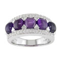 14k Gold Cabochon Amethyst 1/4ct TDW Diamond Ring