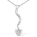 14k White Gold Round Diamond Heart Necklace
