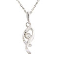 14k White Gold Round Diamond Swirl Necklace