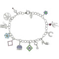 18k Gold 1/3ct TDW Diamond Gemstone Charm Bracelet