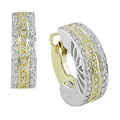 18k Two-Tone Gold 2/5ct TDW Diamond Huggie Earrings