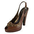 Prada Brown Sequin Peep Toe Sling Backs