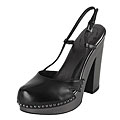 Prada Black Leather Platform Sling Backs