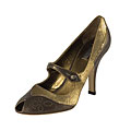 Prada Bronze Sequin Leather Peep Toe Pumps