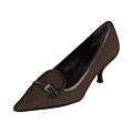 Prada Brown Logo Canvas Buckle Pumps