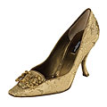 Dolce & Gabbana Gold Embroidery Logo Pumps