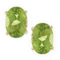 14k Yellow Gold Oval Peridot Stud Earrings