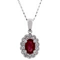 14k White Gold Ruby and Diamond Around Pendant