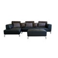 Leighton 3-piece Black Leather Sofa Sectional Set