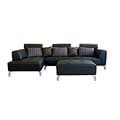 Leighton 3-piece Black Leather Sofa Sectional Set