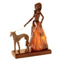 Tiffany Style Lady and a Dog Accent Lamp