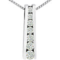 14k White Gold 1ct TDW Diamond Journey Necklace (H-I,I1-I2)