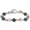 Handmade Teal, Salmon & White Freshwater Pearl Bracelet