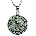 Green Jade & Sterling Silver Dragon Pendant