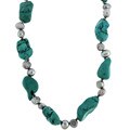 Silver Freshwater Pearl and Blue Turquoise Necklace