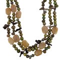 Handmade Pearl, Agate and Crystal 3-strand Necklace