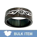 Black Stainless Steel Ring with Tribal Design (Case of 2)