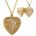 Goldfill Heart Locket with Two-tone Dolphin