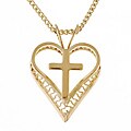 Goldfill Filigree Heart w/ Cross Pendant Necklace