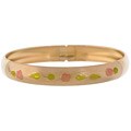 Goldfill Bangle with Pink and Green Flowers
