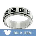 Stainless Steel Black Dice Spinner Ring (Case of 2)