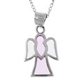 Sterling Silver Pink Angel Pendant Necklace