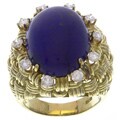 18k Gold Lapis and 7/8ct TDW Diamond Cocktail Ring