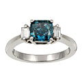 Platinum 1 1/2ct TDW Blue/ White Diamond Estate Ring (K, SI1-I2) (Size 6)
