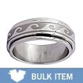 Stainless Steel Wave Design Spinner Ring (Case of 2)