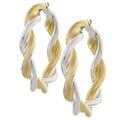 14k Yellow Gold and Sterling Silver Hoop Earrings