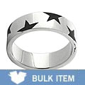 Stainless Steel Etched Stars Ring (Case of 2)