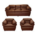 Charlie Cognac Leather Sofa and Two Chairs